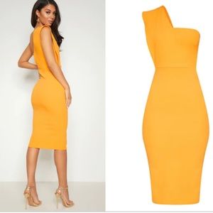NWT pretty little thing one shoulder draped midi dress